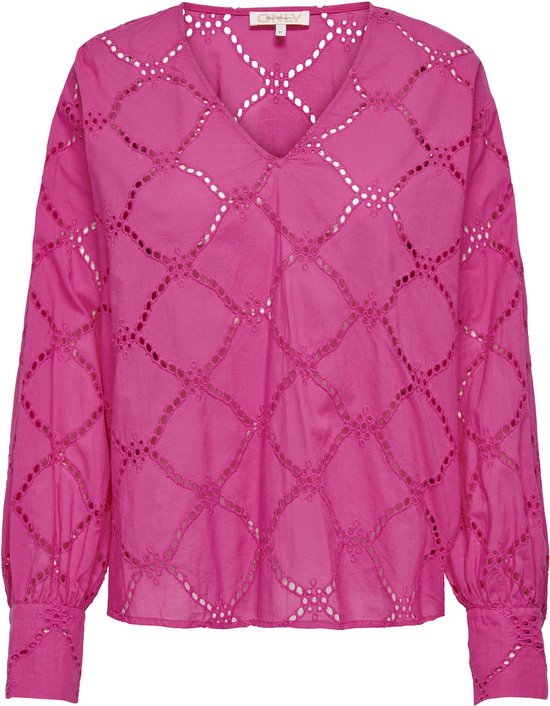 ONLY ONLDORA GELLAR LS V-NECK EMB TOP WVN Haut pour femme - Taille S