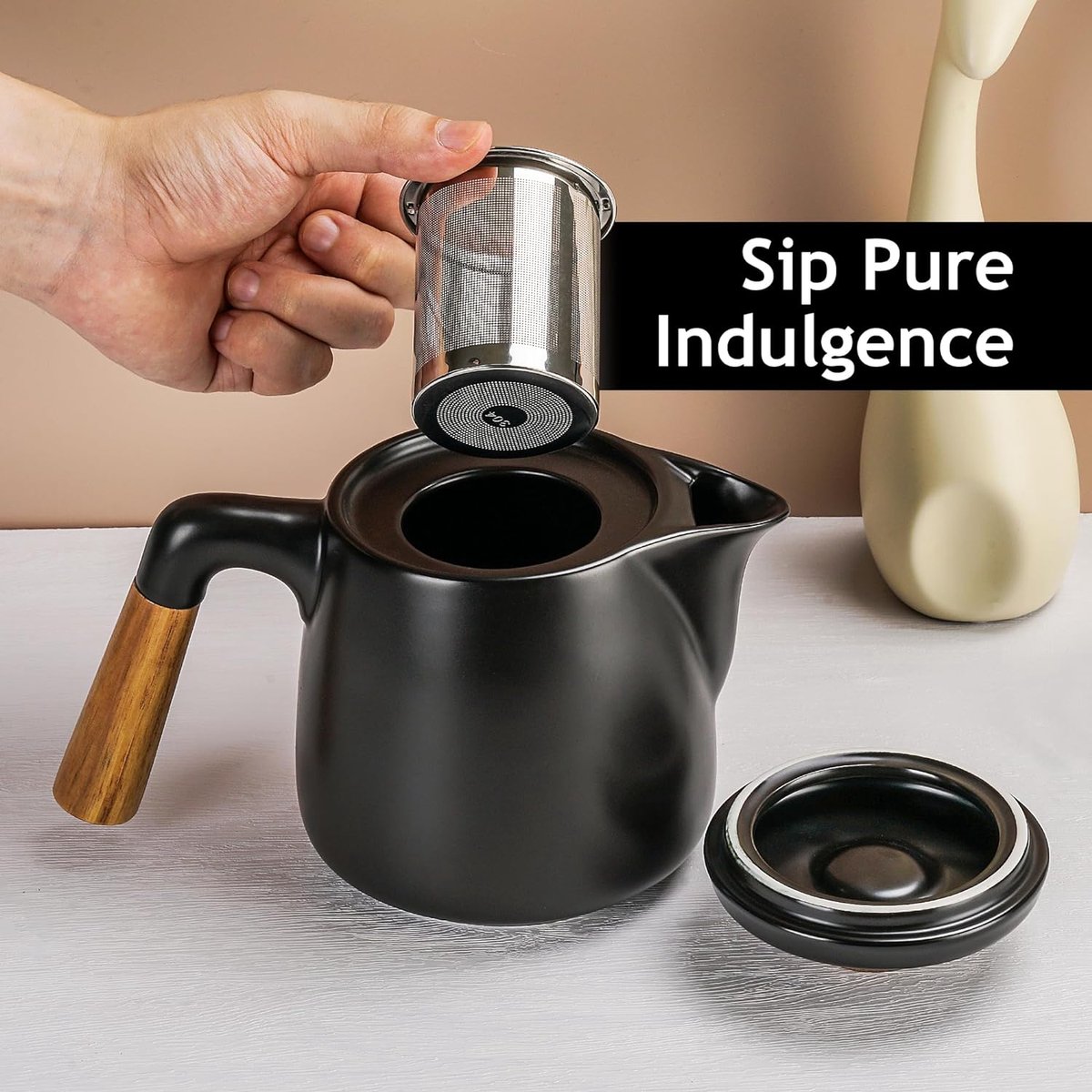 Ensemble théière en céramique 1000 ml avec infuseur à thé et tasses ...