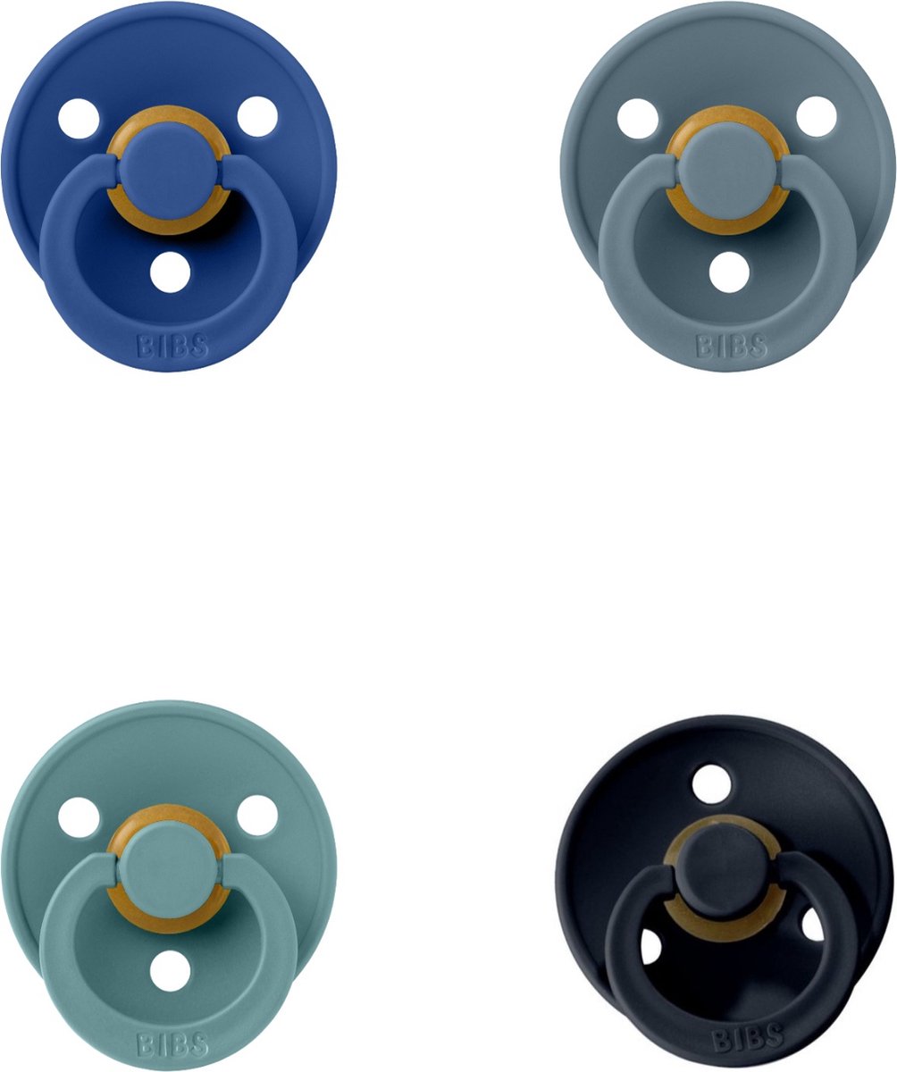 Goedkoopste Bibs fopspeen 6-18 maand set 4 stuks Petrol,Island Sea,Cornflower en Black maat 2