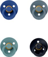 Bibs fopspeen 6-18 maand set 4 stuks Petrol,Island Sea,Cornflower en Black maat 2