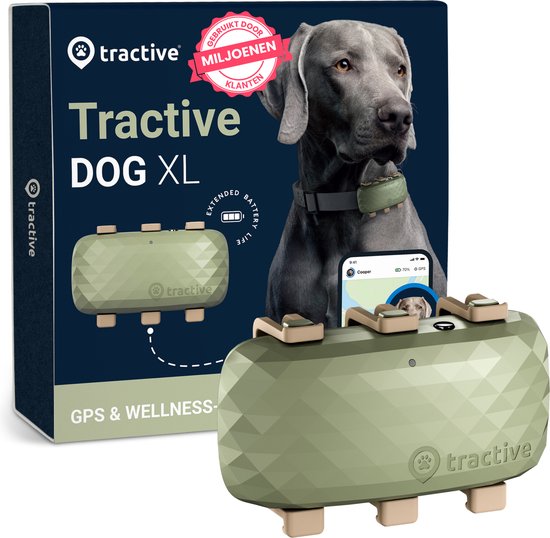 Tractive DOG XL - Gps-hondenhalsband en gezondheidstracker - groen - Tractive