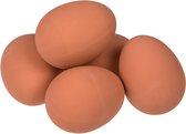 Out of the Blue Faux œuf rebondissant - 5x - caoutchouc - marron - 5 cm - œufs de farce avec balle rebondissante
