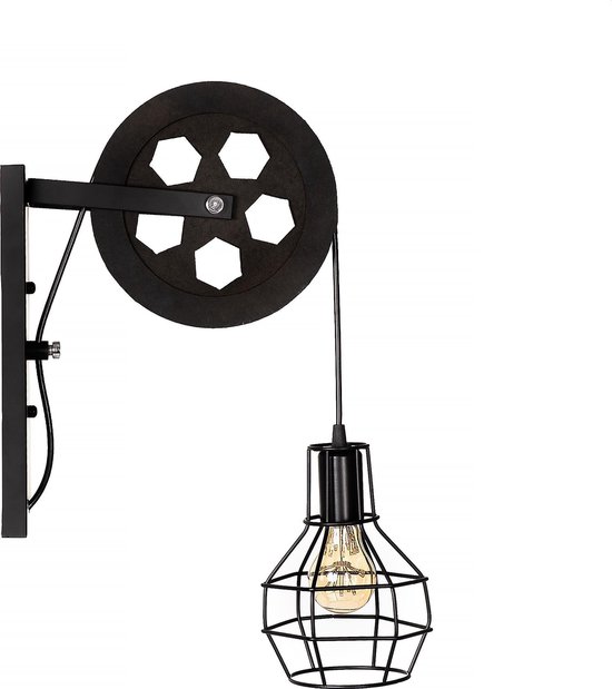 Industriële - wandlamp - Napoli- met wiel - E27 -inclusief Led lichtbron