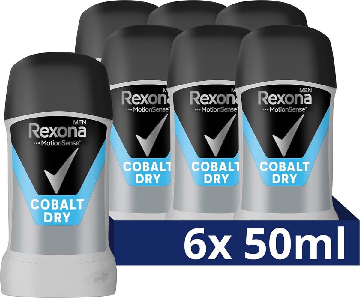 Goedkoopste Rexona Men Motion Sense Cobalt Dry Deodorant Stick - 6 x 50 ml - 48 Uur Bescherming tegen Zweet en Lichaamsgeur - Nieuw Slank Verpakking
