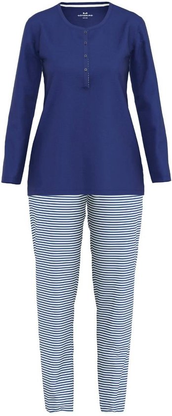 Götzburg Pyjama lange broek - Blau-dunkel-ringel - maat 40 (40) - Dames Volwassenen - 100% katoen- 250167-4009-632-40