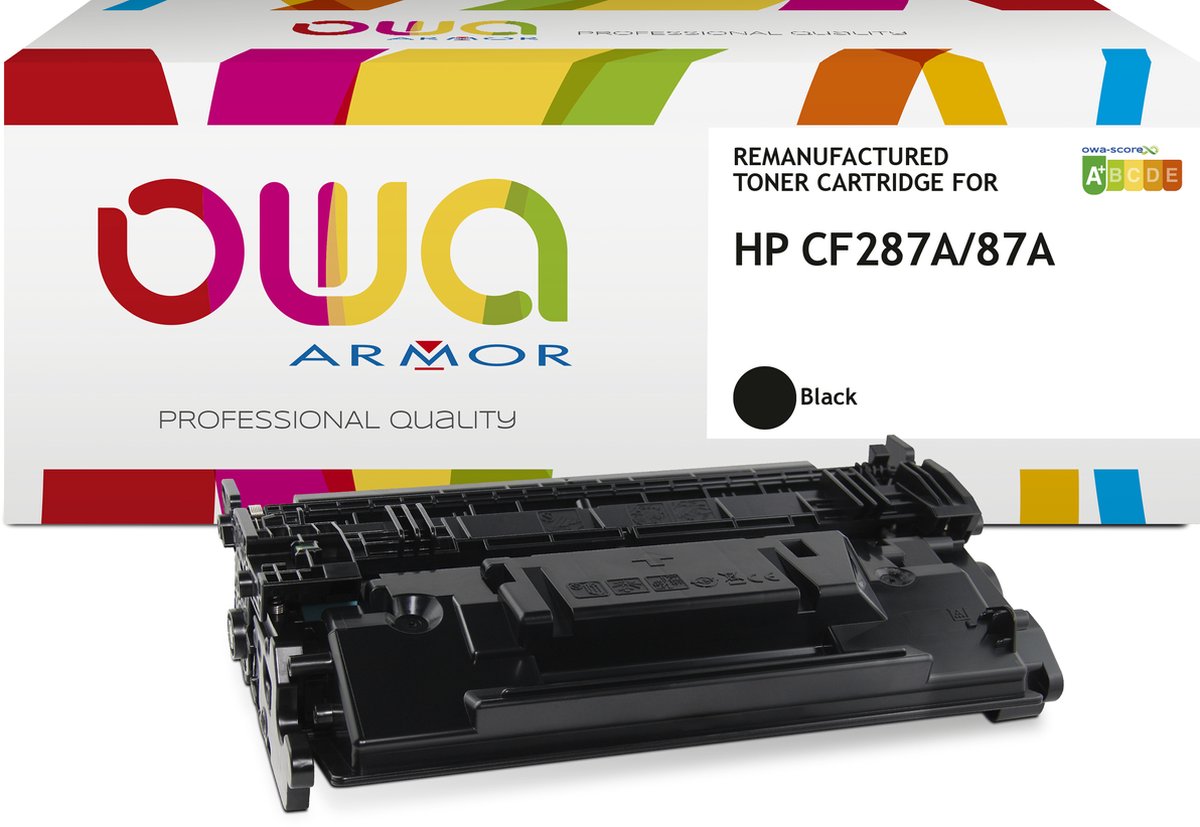 OWA toner HP CF287A - Refurbished HP toner met chip - Zwart - 9.000 Pagina's - 87A, CF287, 287, 287A