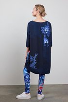 DIDI Dames Easy loose dress in dark blue with Azur Fusion panel maat 46