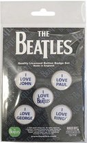 The Beatles - I Love The Beatles Badge/button - Set van 5 - Wit