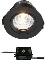 Sharp LED inbouwspot Granada zwart - 4W / rond / dimbaar / kantelbaar / 230V / IP54 / downlights / plafondspots / spotjes / inbouwspots / badkamer / woonkamer / keuken / spotlight / warmwit