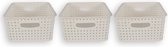 Set de 3 Boîtes de rangement rectangulaires élégantes pour la Chambre de bébé |Boîtes de rangement en plastique Witte Look rotin | 25,5 cm x 19,5 cm x 10,5 cm