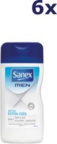 Sanex Men Douchegel 2 In 1 Dermo Extra Cool - Voordeelverpakking 6 x 250 ml