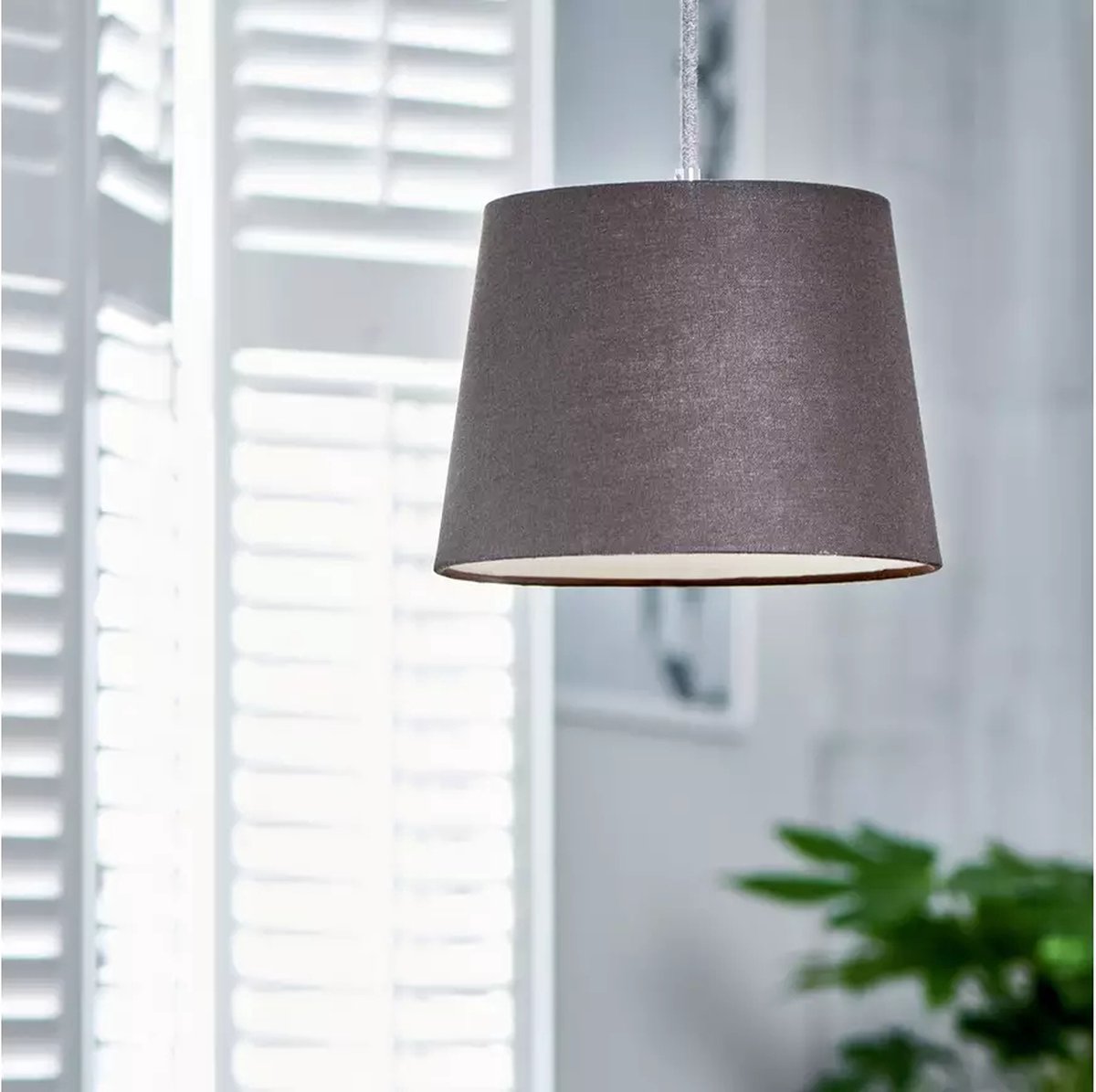 Habitat 25cm getextureerde conische lampenkap - houtskool