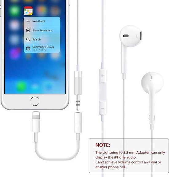 AUX naar Lightning Adapter Geschikt voor Apple iPhone mini jack