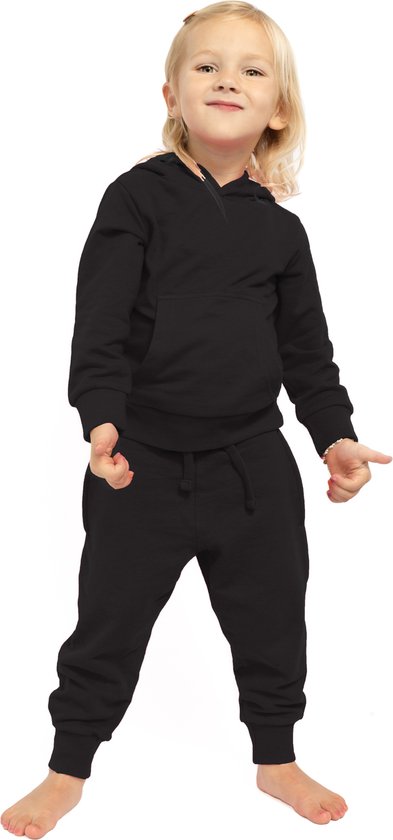 Joggingpak meisjes, huispak meisjes, trainingspak meisjes, kleur zwart - Maat 98/104