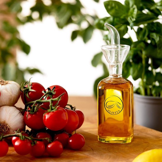 Lifestyle Lover Olie- en azijnset, aardewerk keramische dispenser fles olijfolie en balsamico met schenktuit en natuurlijke kurk 200 ml (Aceto Balsamico
