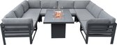 Jardi Luxe Tuinmeubelen met Vuurplaats - Modulaire Lounge Set - 8-Zits - Grijs Aluminium