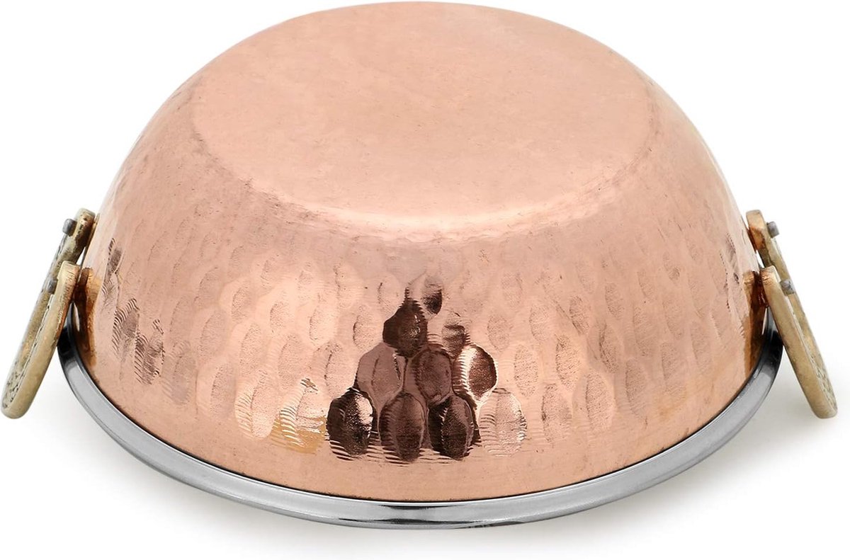 Dubbelwandige Multifunctionele Schaal Koperen Roestvrijstalen Serveerschaal Karahi, Perfect voor HET en Koud Voedsel (13 CM, Uitverkoop voor - 1