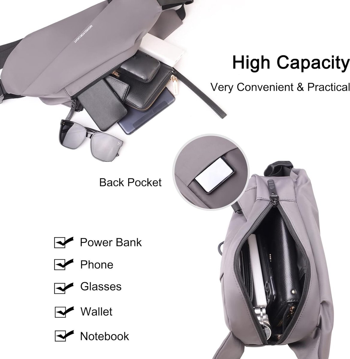 Sac à Bandoulière Antivol étanche Avec Port USB - Fibre De Carbone, 31x20x9 Cm, Idéal Voyage, Randonnée, Vélo | Sécurité Par Code, Rangement Organisé