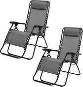 Bol.com SET X 2 ANTRACIET RELAX STOEL L176X64 X H108/46CM aanbieding