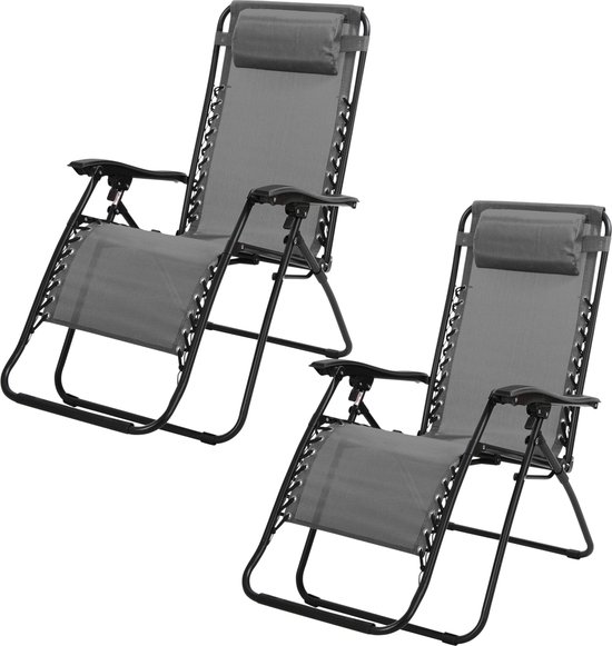 SET X 2 ANTRACIET RELAX STOEL L176X64 X H108/46CM