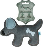 Tiny Doodles Doggy - Doodles Puppy - Hondenspeelgoed - Honden speeltje met piep - Blauw - 17 cm