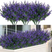 Kunstmatige Greenery Lavendel nep struiken Bloemen 20 bundels UV-bestendig opknoping planter Flora Fence Indoor Buiten Decor bruiloft tafel bloemen Arrangement boeket vuller (paars)