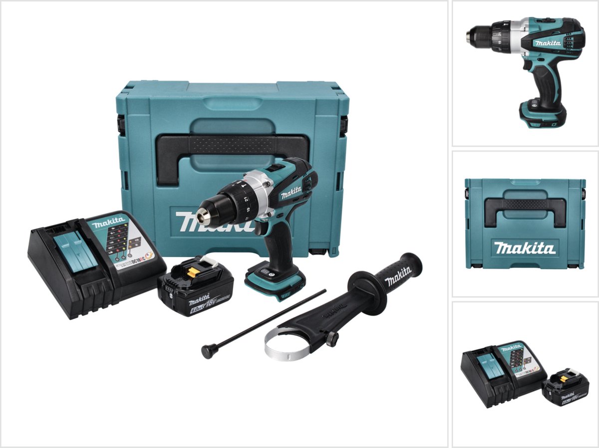 Makita DHP 458 RG1J accu-klopboormachine 18 V 91 Nm + 1x accu 6,0 Ah + oplader + Makpac