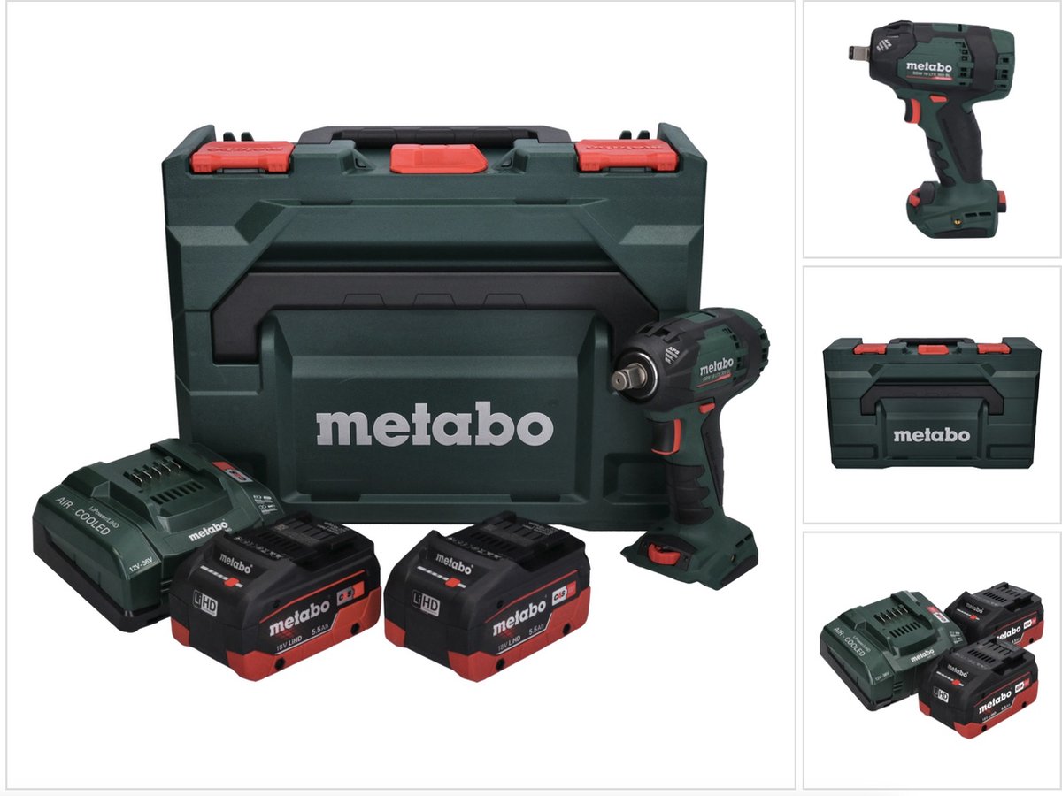 Metabo SSW 18 LTX 300 BL accu-slagmoersleutel 18 V 300 Nm 1/2" borstelloos + 2x accu 5,5 Ah + oplader + metaBOX