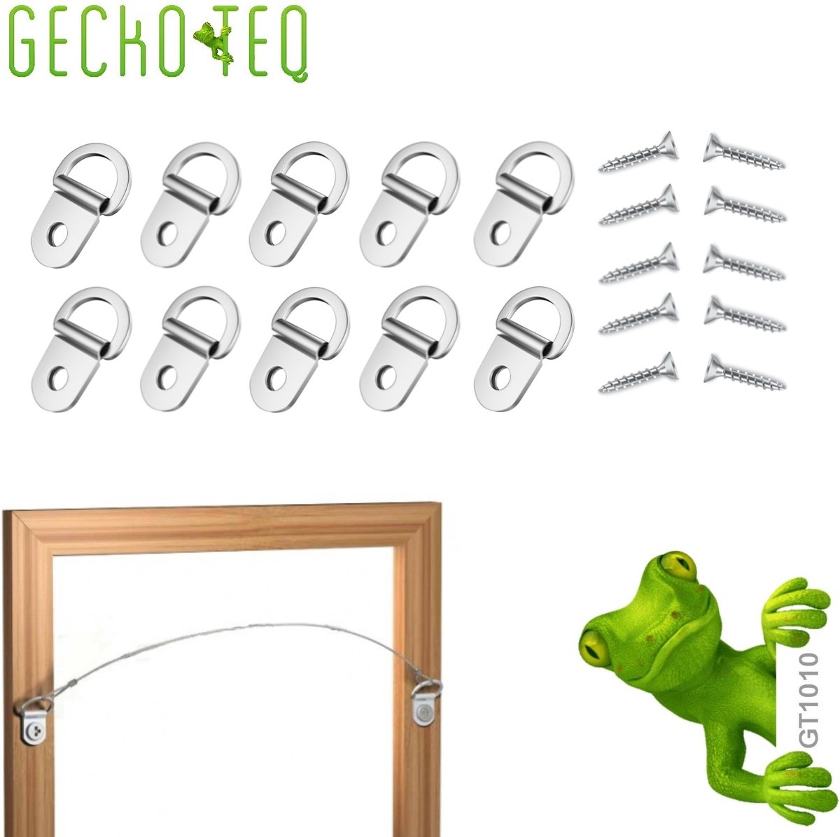 GT1010 GeckoTeq 10x hangen-schilderij-fotolijst-ophangsysteem-haak-D Ring