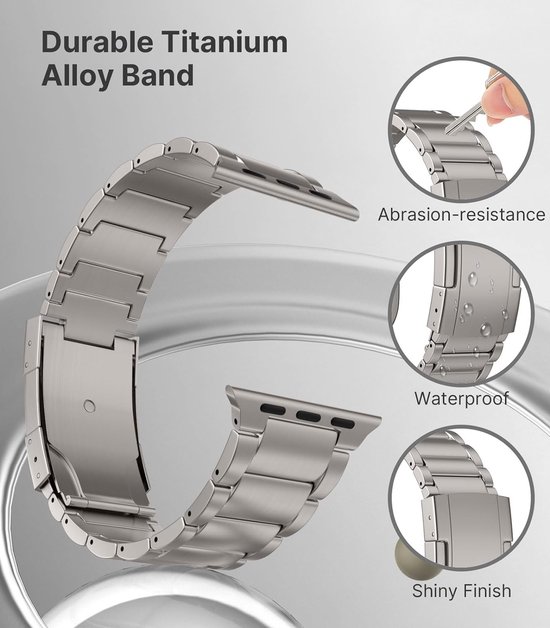 MoKo titanium armband compatibel met Apple Watch Ultra 2 49 mm 45 mm 44 mm 42 mm bol