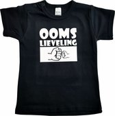 Zwart baby t-shirt met "Ooms lieveling" - maat 68 - babyshower, zwanger, cadeautje, kraamcadeau, grappig, geschenk, baby, tekst, bodieke