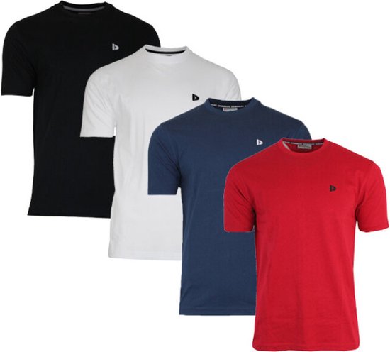 4-PackDonnay T-shirt (599008) - Sportshirt - Heren - Black/Wit/Navy/Berry-red (605) - maat L
