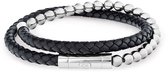 Calvin Klein CJ35100023 Heren Armband - Kralenarmband - Sieraad - Leer - Zwart - 6 mm breed - 39 cm lang