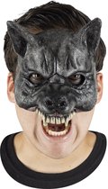 Partychimp Half Masker Zwarte Wolf Halloween Masker voor bij Halloween Kostuum Volwassenen - Latex - One-Size