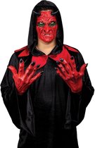 Partychimp Devil Gezichtsmasker Met Handen Halloween Masker voor bij Halloween Kostuum Volwassenen - Latex- Onesize