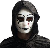 Partychimp Gezichtsmasker Pierrot Halloween Masker Voor Bij Halloween Kostuum Volwassenen carnavalskleding Heren Carnavalskleding Dames Carnaval Accessoires Carnaval - Wit/zwart-Pvc