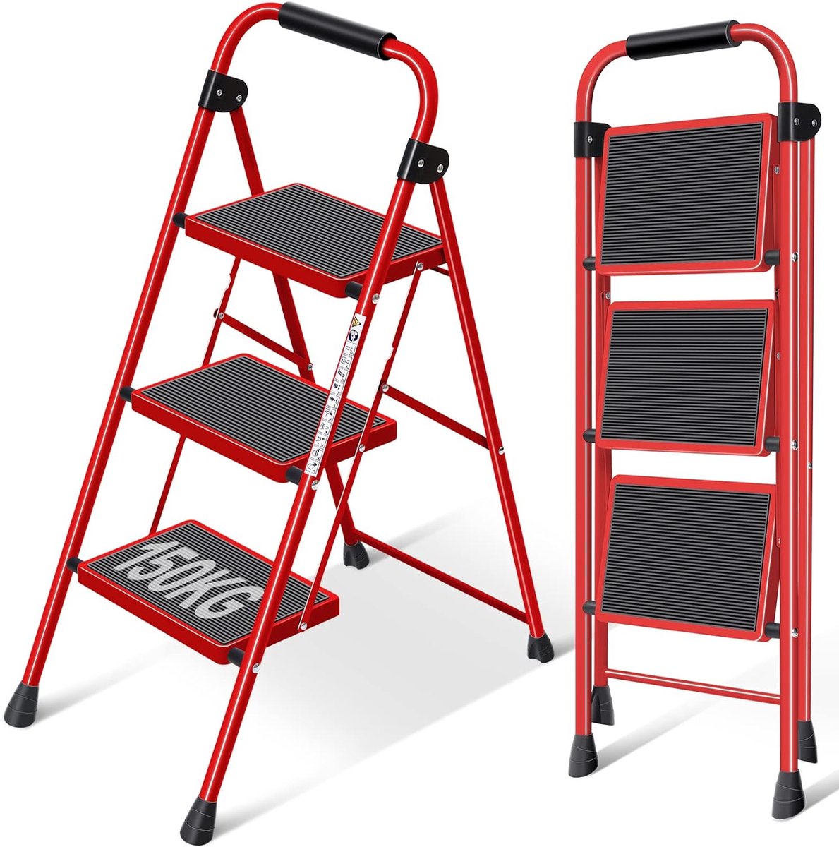 Vouwladder 3-traps - Lichtgewicht Draagbare Trapladder - Compact Opvouwbaar - Veilig en Stabiel - Voor Thuis, Kantoor, Tuin en Garage