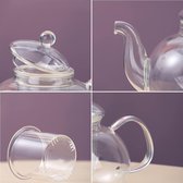 1000ml glazen theepot met verwijderbare infuser met bloeiende en losse blad theemaker en 4 glazen theekopjes set, kookplaat-magnetron veilige theeketel.