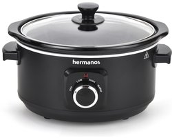Slowcooker 3.5 liter Zwart Hermanos® - Uitneembare Keramische Binnenpan - Warmhoudfunctie - SC01B