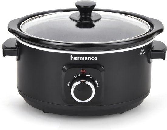 Hermanos® Slowcooker 3.5 liter - Keramische binnenpan - Zwart - SC01B