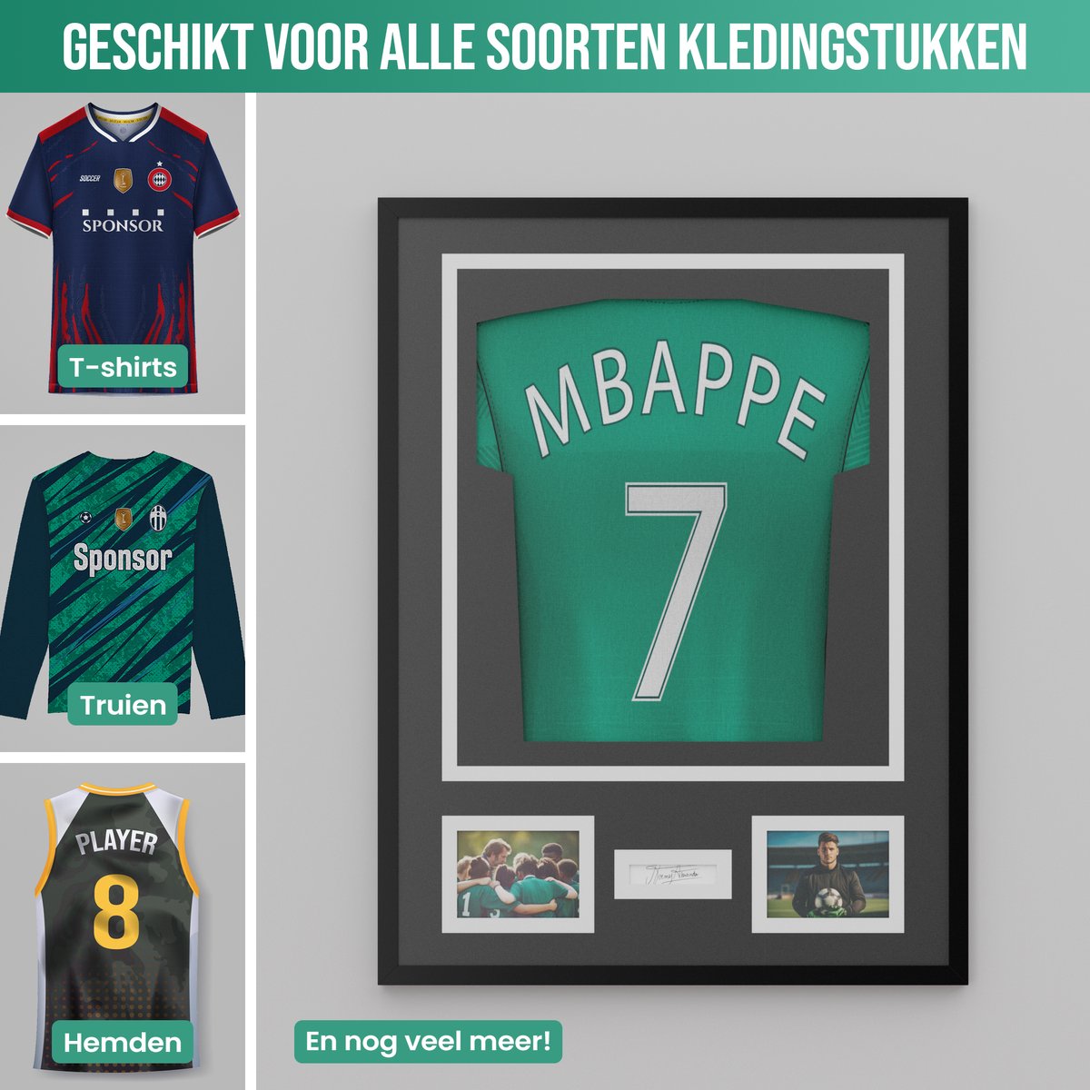 Avalo Wissellijst Aluminium - Inlijsten Voetbal Shirt - 3D Box Frame - 60x80 CM - Zwart - Diepe fotolijst - Shirt Inlijsten In Fotolijstje — cadeau in Wonen & Interieur - foto 4