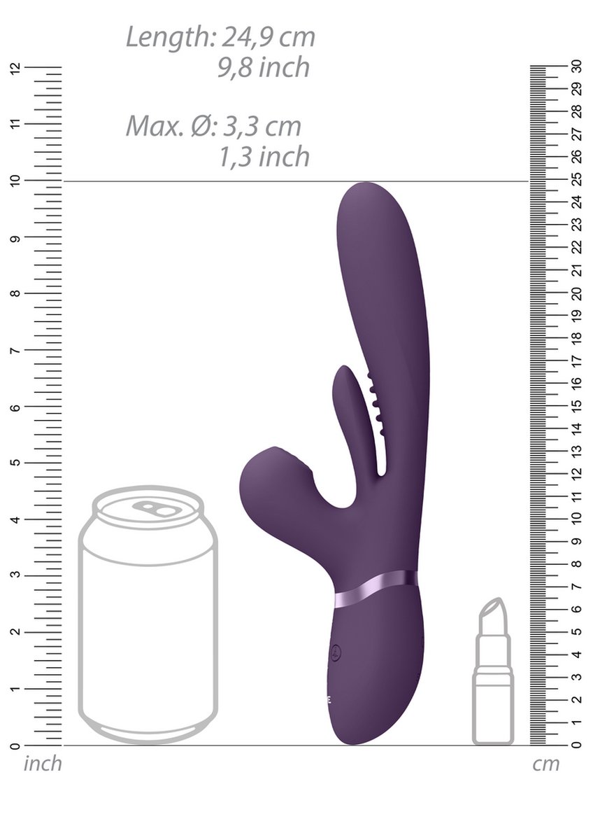 Goedkoopste VIVE by Shots - Kura - Thrusting G-Spot Vibrator with Flapping Tongue and Pulse Wave Stimulator - Purple