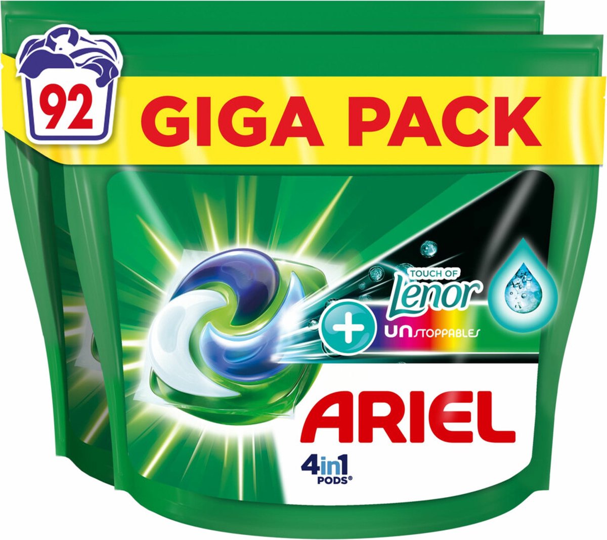 Goedkoopste Ariel 4in1 Wasmiddel Pods Color Lenor Unstoppables 92 stuks
