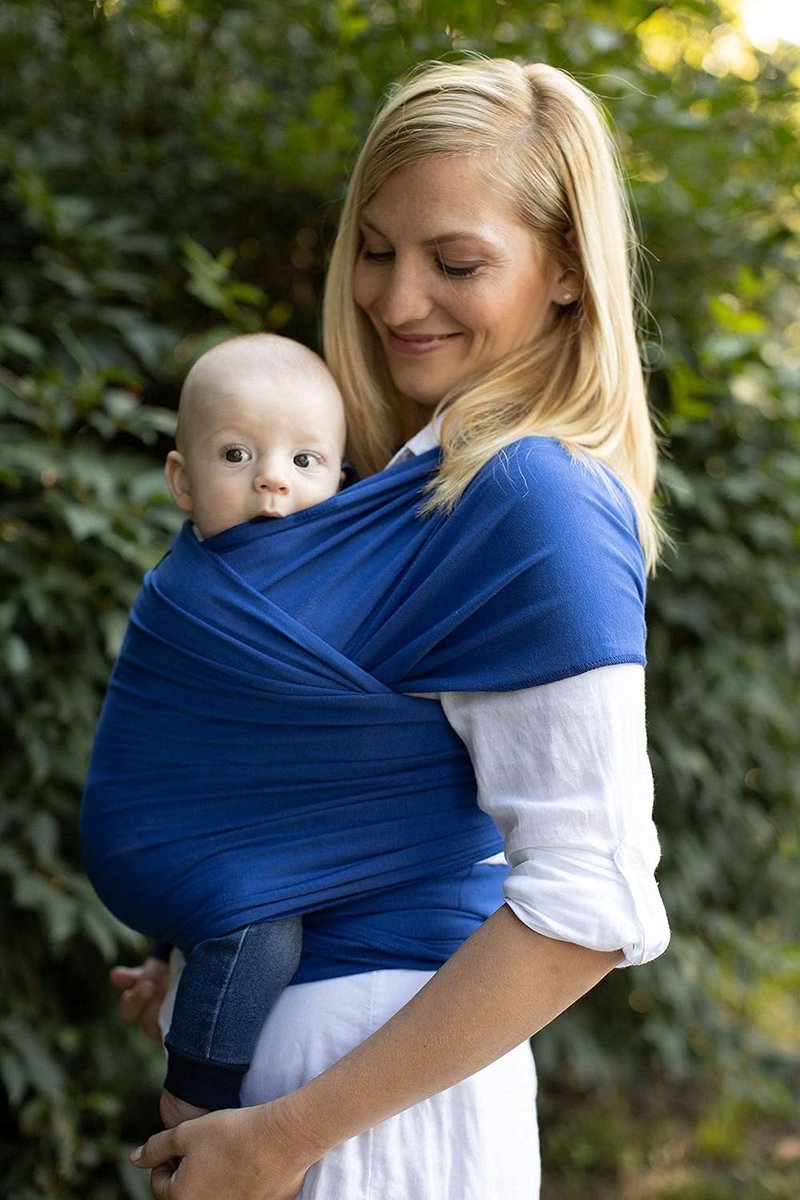 Babydraagdoeken – Babydrager - Baby Carrier Ring Sling - Babydraagdoek Pasgeborenen - Elastische Draagdoek - Cadeau - Size Fits all geel - Blauw – foto 2