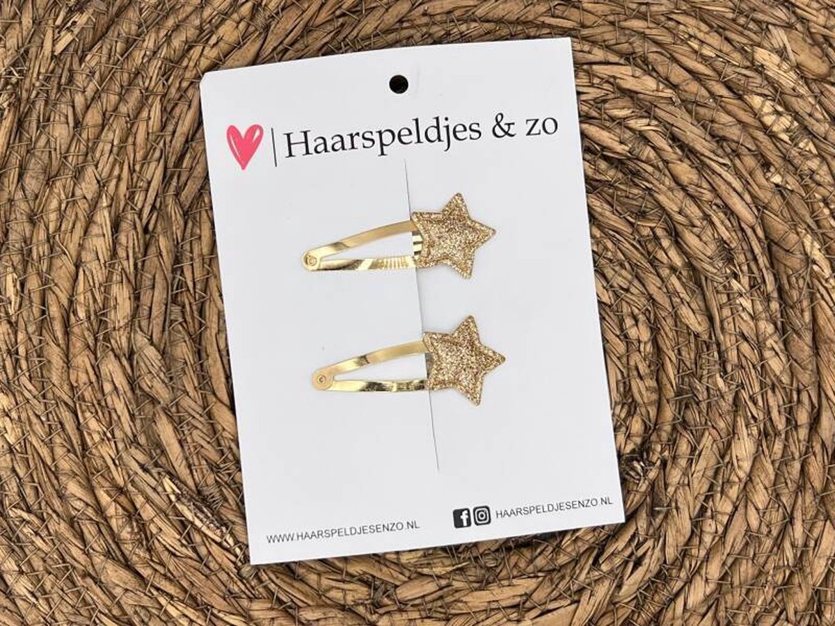 Haarspeldje ‘Stars’ - ster - sterretje - glitters - goud - kerst – feestdagen — 4 cm speldjes
