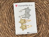 Haarspeldje ‘Stars’ - ster - sterretje - glitters - goud en zilver - kerst – feestdagen