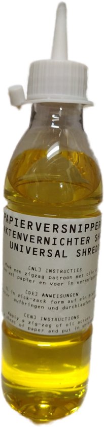 Papierversnipperaar olie 250ML - Papiervernietiger olie - Shredder oil - Universeel toepasbaar - Papiersnipperaar olie Smeerolie - Toepasbaar op alle merken versnipperaars - Premfy
