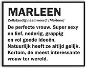 Marleen betekenis Grappig Fotolijst met glas 40 x 50 cm - Cadeau - Man Vrouw - Kado - Grappige foto - Poster voor verjaardag - Canvas - Schilderij - incl ophangsysteem