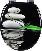 WOLTU - Premium wc-bril toiletbril met softclose - MDF houten kern, softclose-scharnier, antibacterieel, design decoratie - Kayju