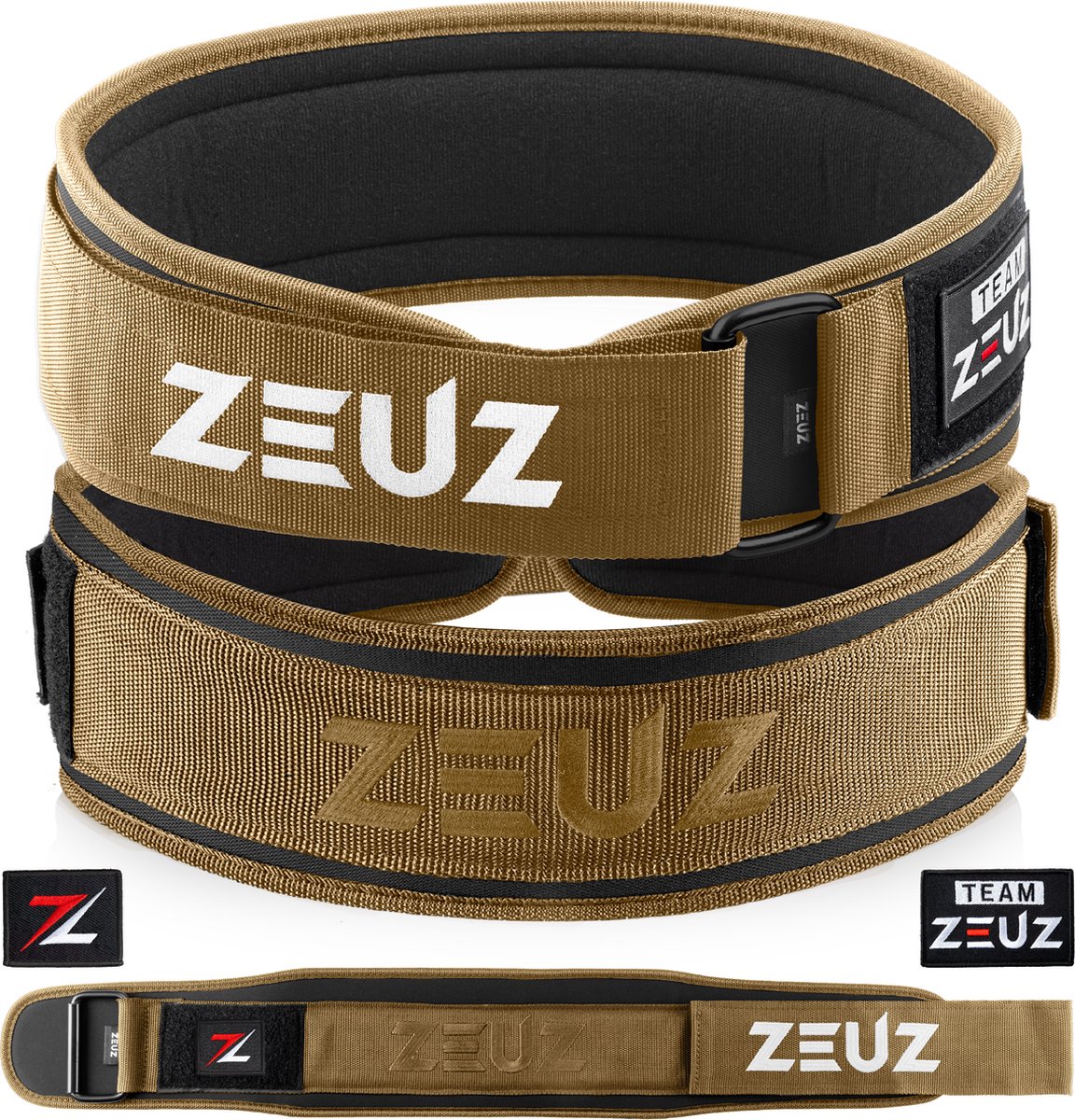 ZEUZ Gewichthefriem voor Fitness & CrossFit – Olympic Lifting belt - Gewichtheffen - Brace – Maat S - Beige